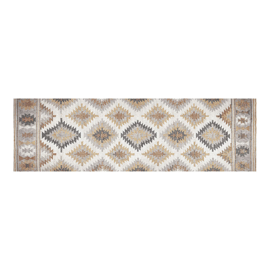 Tapete vinílica estampado kilim cinza 60 x 200 cm