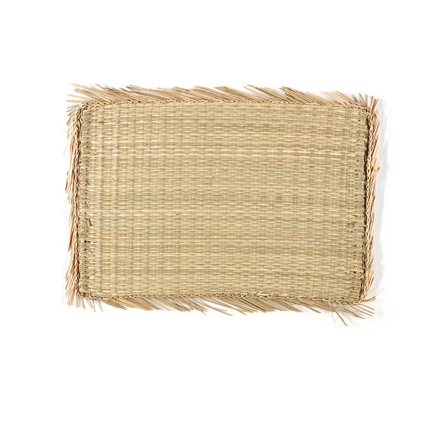 Toalha de mesa individual, algas, franjas, 47 x 32 cm