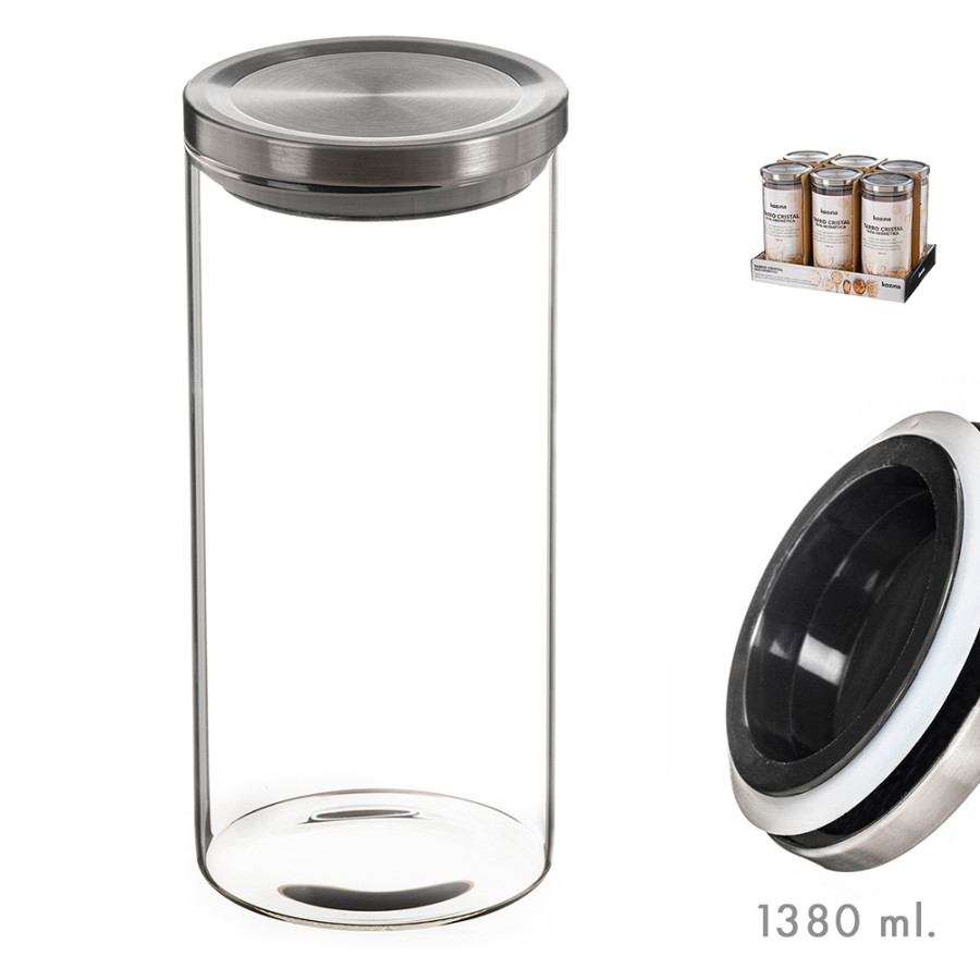 Frasco de vidro com tampa de metal 1380ml kozina