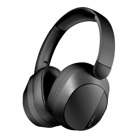 Auscultadores dobráveis pretos com bluetooth 6.0, cancelamento de ruído ativo e microfone
