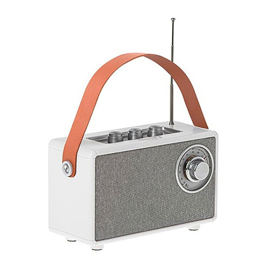 Rádio fm recarregável com bluetooth cr 1902 branco, 16 x 7 x 10,5 cm
