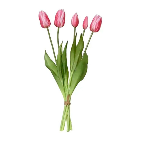 Buquê de tulipas cor-de-rosa em polipropileno, 15 x 15 x 40 cm