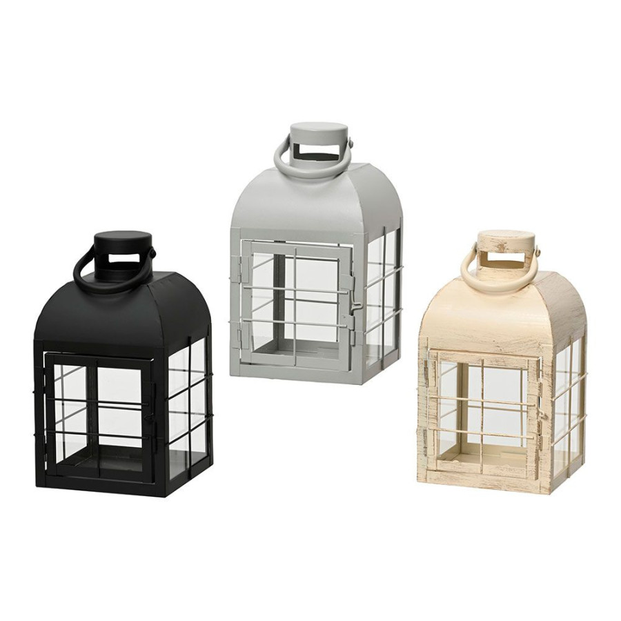 Lanterna de ferro decorativa 13,5 x 13,5 x 24 cm, cores sortidas