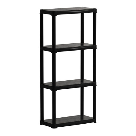 Estante de polipropileno, linha tempo, 4 prateleiras, preta, 60 x 30 x 133 cm