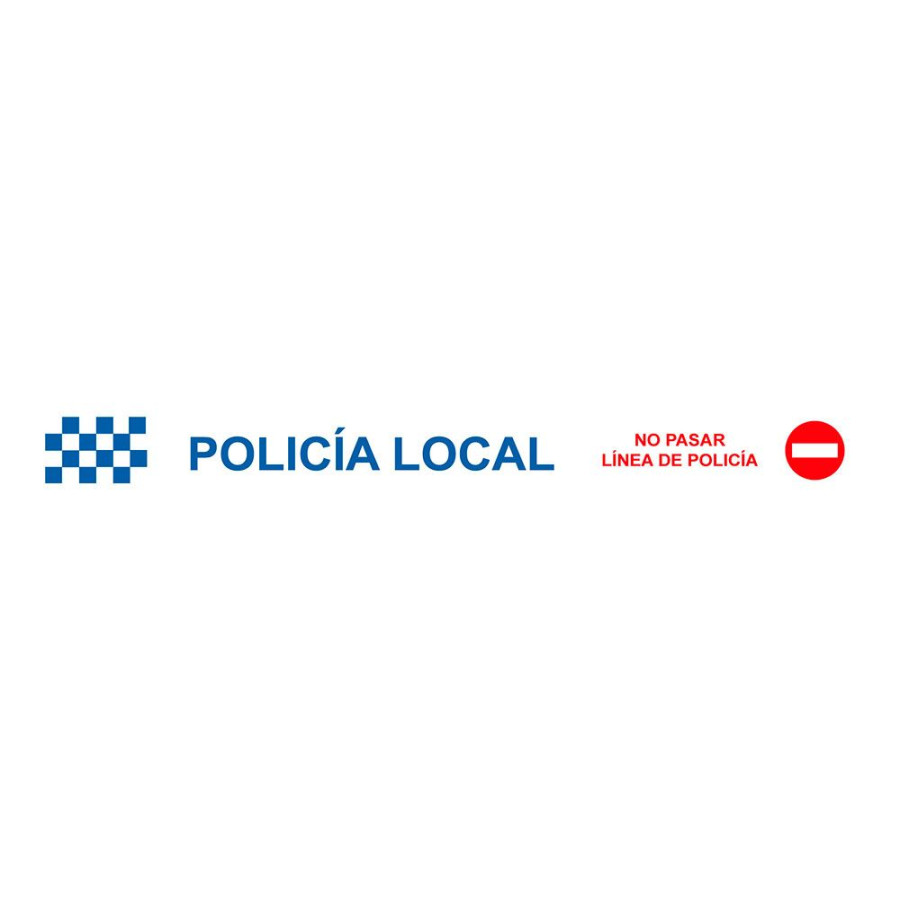 Fita de sinalização "policía local no pasar línea de policía", 75 mm x 0,05 mm x 200 m