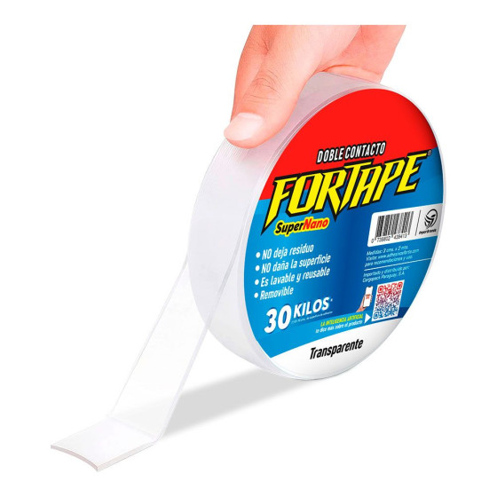 Fita de duplo contato super nano transparente 30 mm x 3 m