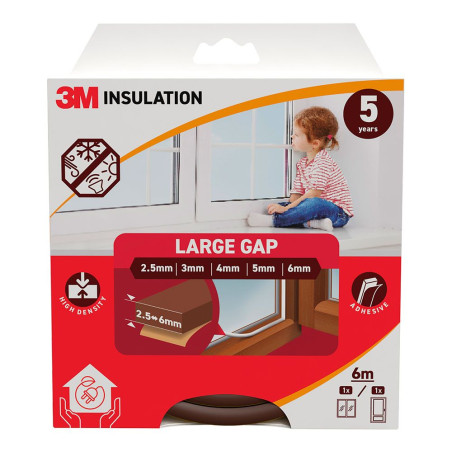 Perfil isolante clássico para frestas grandes de 2,5 - 6 mm, castanho, 6 m