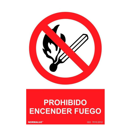 Sinal "prohibido encender fuego", pvc, 30 x 40 cm