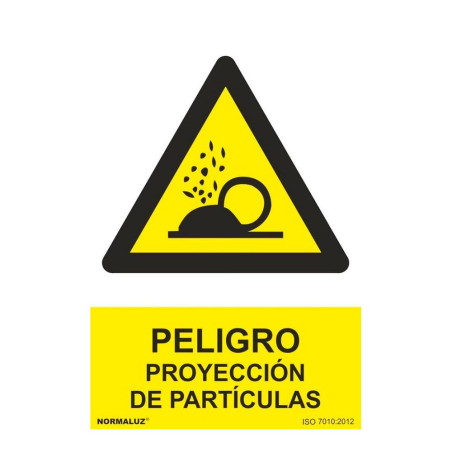 Sinal "peligro proyección de partículas", pvc, 21 x 30 cm