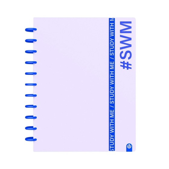 Caderno Ingeniox A4 pautado 80 folhas 100g Study With Me com elástico + envelope + separadores malva
