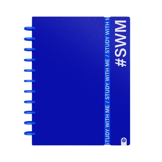Caderno Ingeniox A4 pautado 80 folhas 100g Study With Me com elástico + envelope + separadores azul
