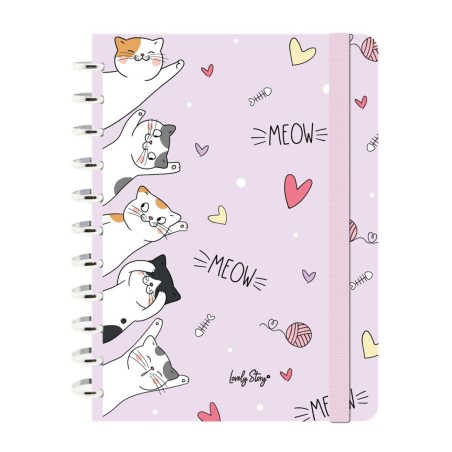 Caderno de folhas reposicionáveis A4 pautado 100 folhas 100 g Lovely Story Meow Love