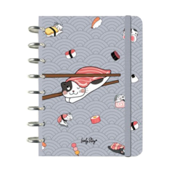 Caderno de folhas reposicionáveis A5 pautado 100 folhas 100 g Lovely Story Kitty Roll