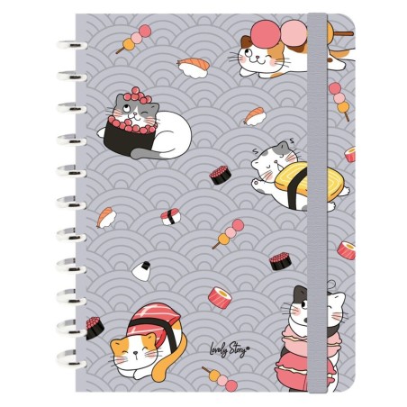 Caderno de folhas reposicionáveis A4 pautado 100 folhas 100 g Lovely Story Kitty Roll