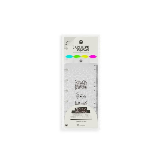 Marcador de página para caderno Ingeniox transparente/neon - 4 unidades