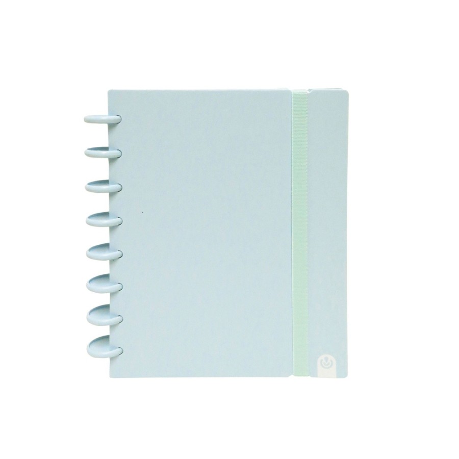 Caderno Ingeniox A5 pautado 80 folhas 100g foam com elástico azul pastel