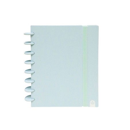Caderno Ingeniox A5 pautado 80 folhas 100g foam com elástico azul pastel