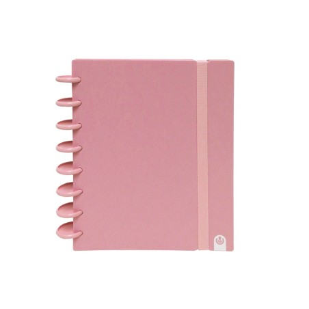 Caderno Ingeniox A5 pautado 80 folhas 100g foam com elástico rosa pastel