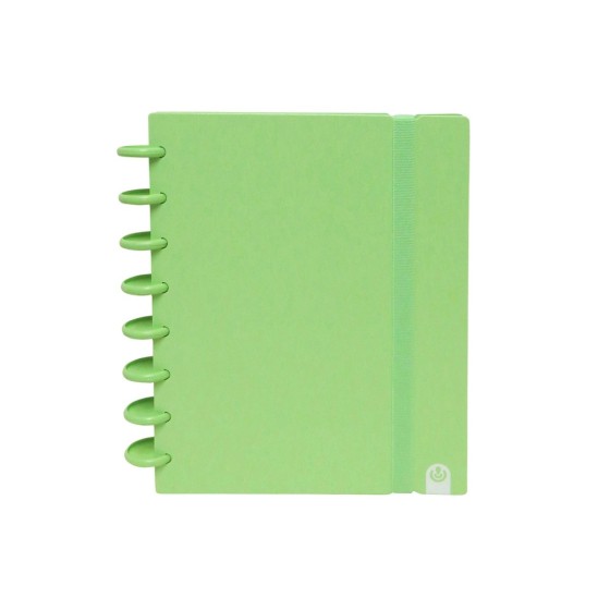 Caderno Ingeniox A5 pautado 80 folhas 100g foam com elástico verde pastel