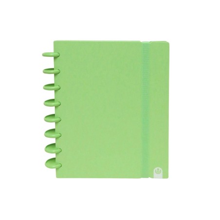 Caderno Ingeniox A5 pautado 80 folhas 100g foam com elástico verde pastel