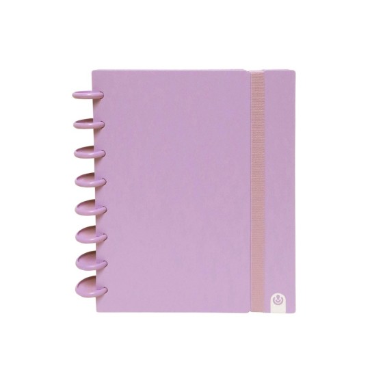 Caderno Ingeniox A5 pautado 80 folhas 100g foam com elástico malva pastel