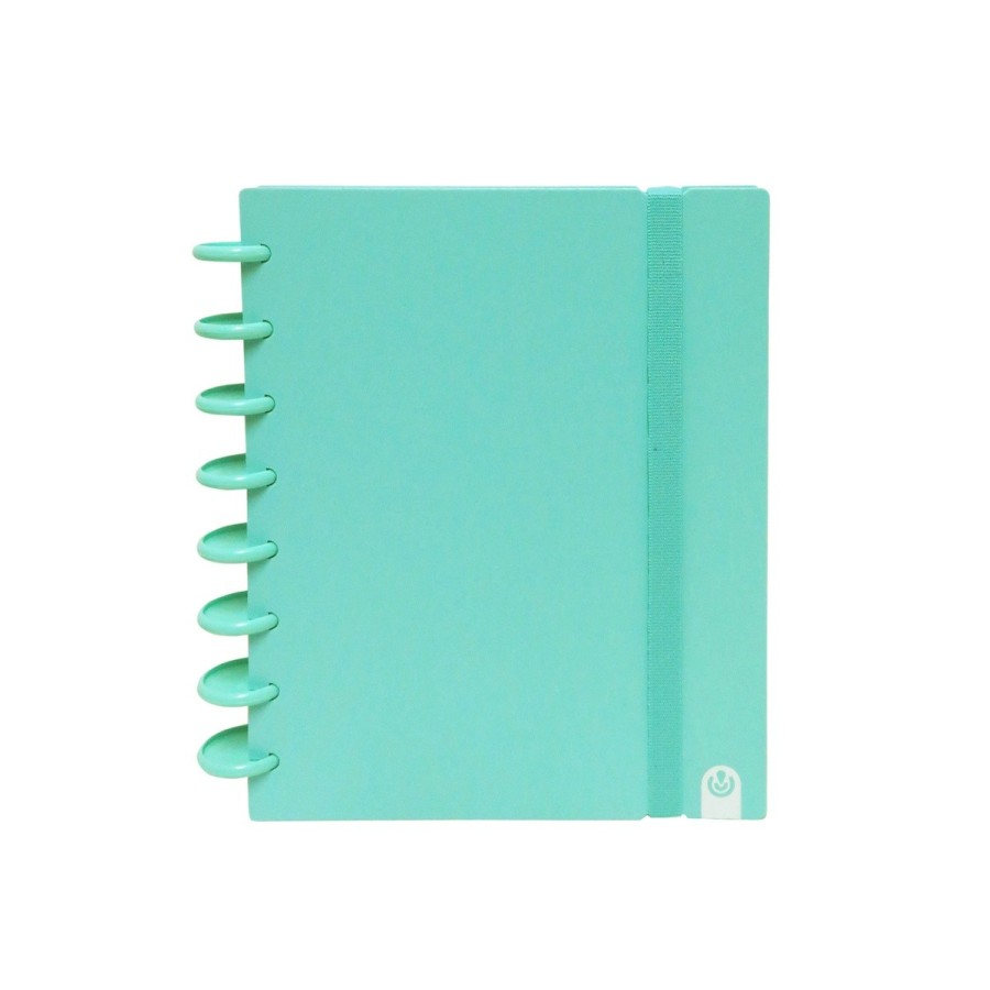 Caderno Ingeniox A5 pautado 80 folhas 100g foam com elástico menta pastel