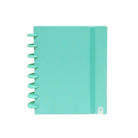Caderno Ingeniox A5 pautado 80 folhas 100g foam com elástico menta pastel
