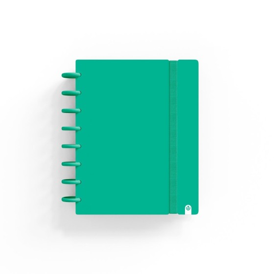 Caderno Ingeniox A5 pautado 80 folhas 100g foam com elástico verde