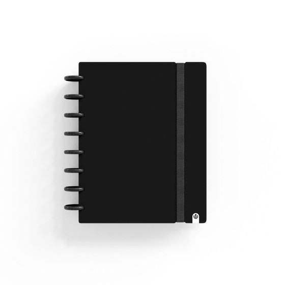 Caderno Ingeniox A5 pautado 80 folhas 100g foam com elástico preto