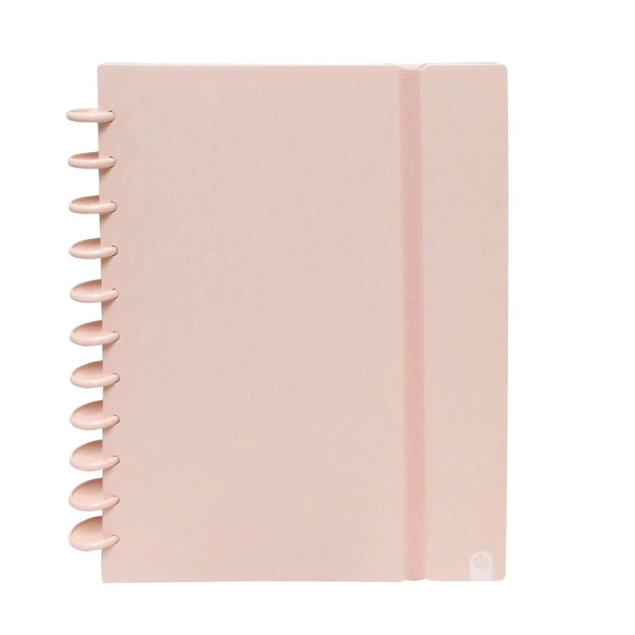 Caderno Ingeniox A4 pautado 80 folhas 100g foam com elástico rosa pastel
