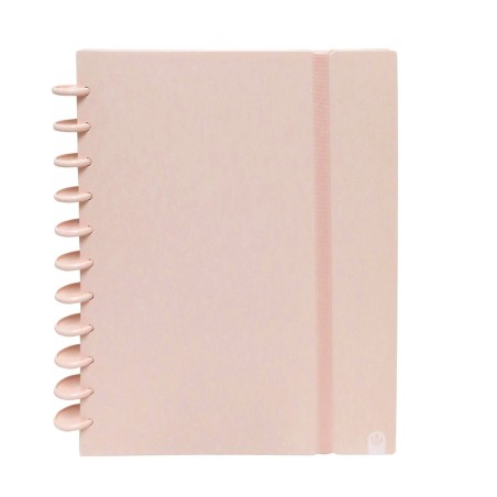 Caderno Ingeniox A4 pautado 80 folhas 100g foam com elástico rosa pastel
