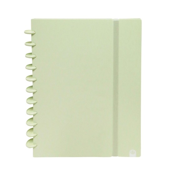 Caderno Ingeniox A4 pautado 80 folhas 100g foam com elástico verde pastel