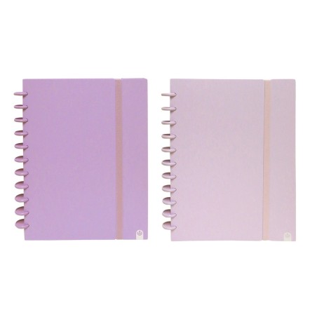 Caderno Ingeniox A4 pautado 80 folhas 100g foam com elástico malva pastel
