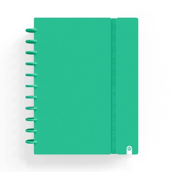 Caderno Ingeniox A4 pautado 80 folhas 100g foam com elástico verde