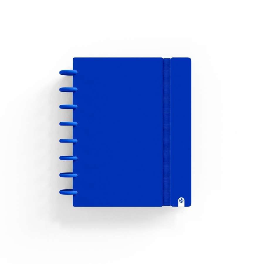 Caderno de discos Ingeniox A5 pautado 80 folhas 100g foam com elástico azul escuro