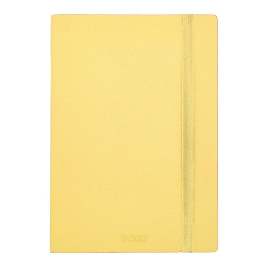 Caderno A5 pautado Hugo Boss Pastel Classic 96 folhas 80g amarelo com elástico