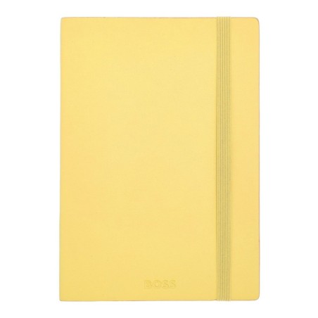 Caderno A5 pautado Hugo Boss Pastel Classic 96 folhas 80g amarelo com elástico