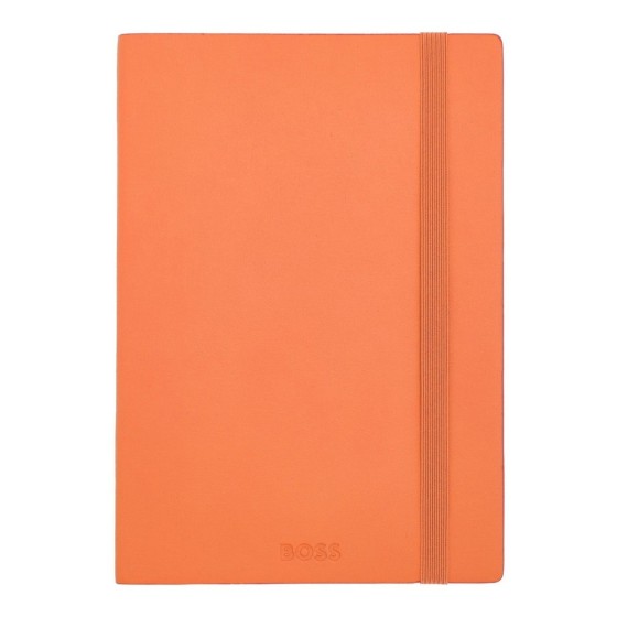 Caderno A5 pautado Hugo Boss Pastel Classic 96 folhas 80g laranja com elástico