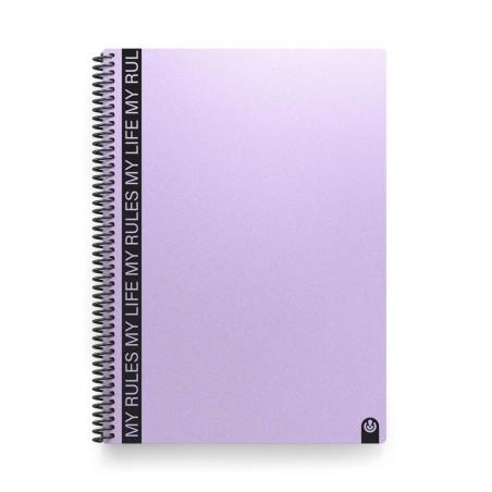 Caderno A4 capa plástica espiral Carchivo My Rules pautado malva 80 folhas 90g