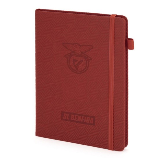 Caderno A5 pautado Benfica 80 folhas vermelho com elástico