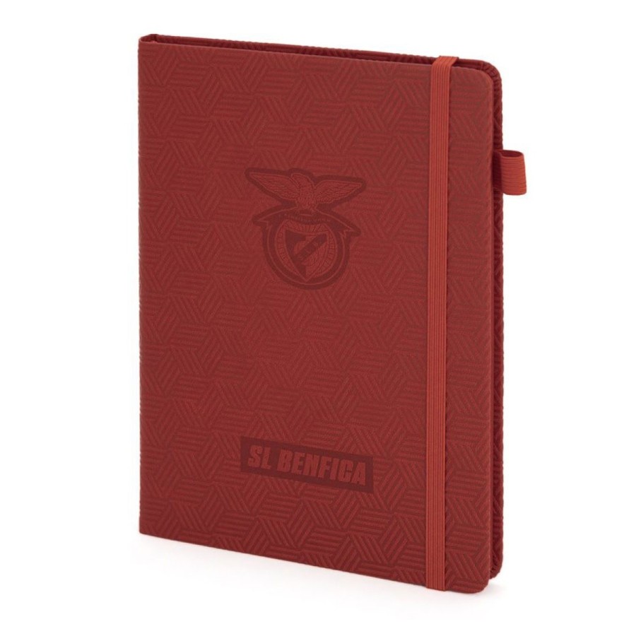 Caderno A5 pautado Benfica 80 folhas vermelho com elástico