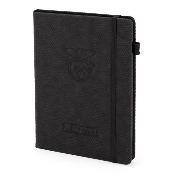 Caderno A5 pautado Benfica 80 folhas preto com elástico