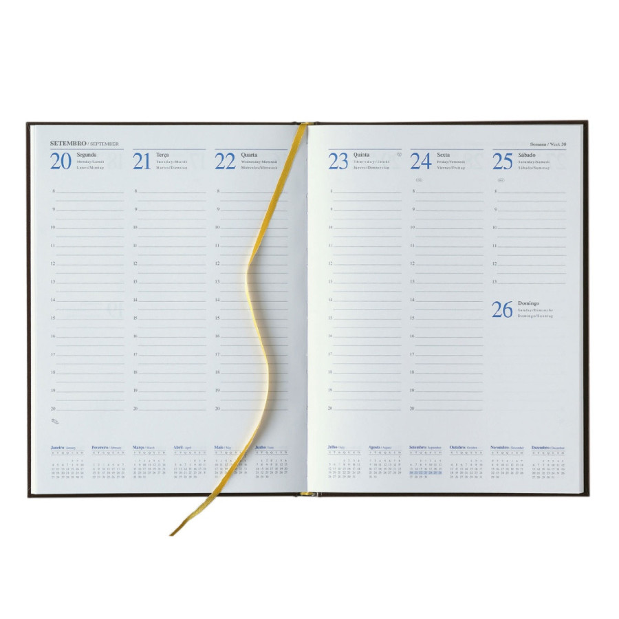 Agenda Semanal 170x240 mm 2025 Papiro Madrid Preta A24