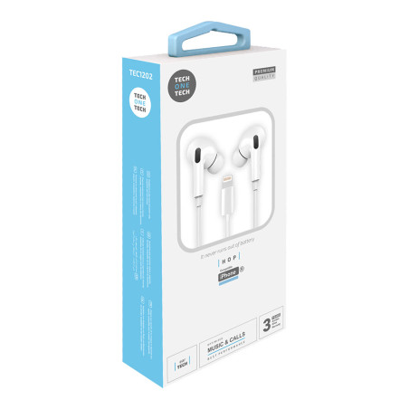Auriculares hop brancos, lightning (comp. apple). tech one tech