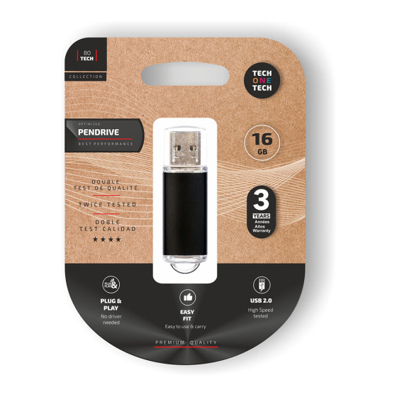 Pendrive básico preto 16 gb memória usb
