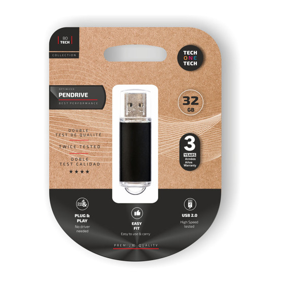 Pendrive básico preto 32 gb memória usb