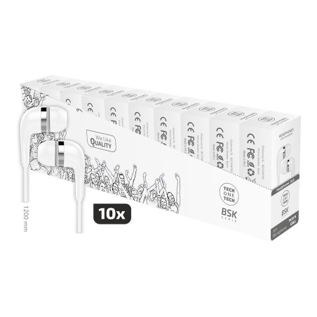 Bsk 10 auscultadores com microfone, branco, pacote de economia