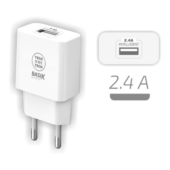 Carregador bsk (usb-a), 2,4 a, 12 w, branco