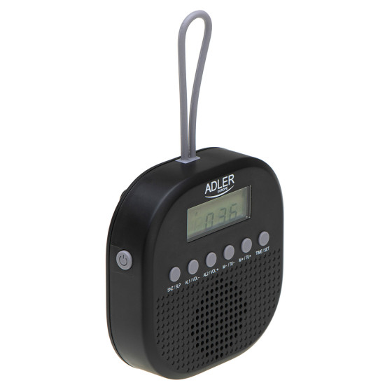Rádio fm resistente à água ipx4 ad 1912, 9 x 9 x 2,5 cm
