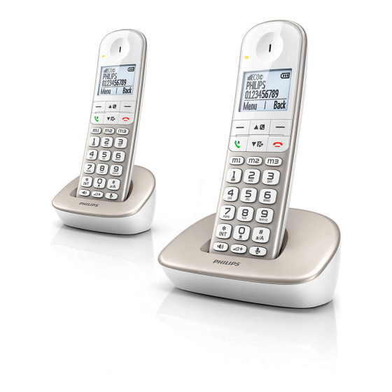 Telefone duo sem fio xl490 em branco e cinza
